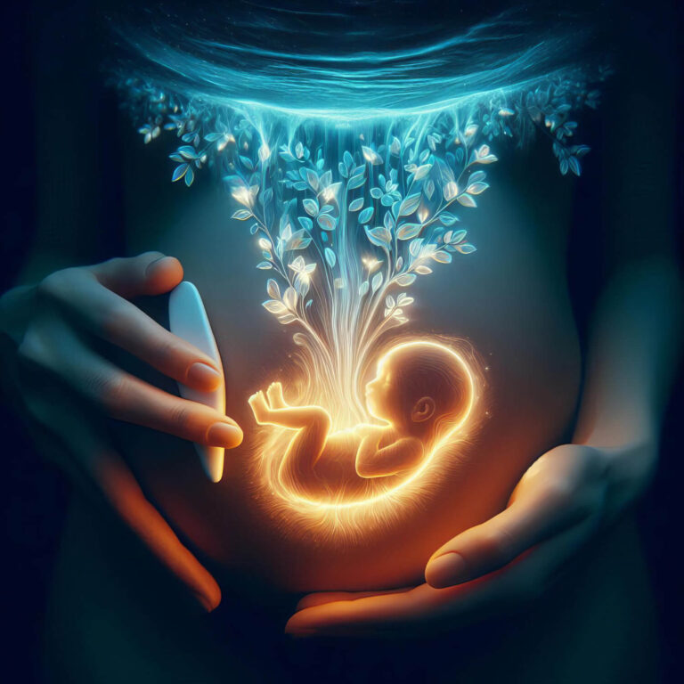 Acupuncture treatment on a woman’s abdomen for fertility support.